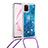 Silikon Hülle Handyhülle Gummi Schutzhülle Flexible Tasche Bling-Bling mit Schlüsselband Lanyard S03 für Samsung Galaxy Note 10 Lite Blau