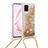 Silikon Hülle Handyhülle Gummi Schutzhülle Flexible Tasche Bling-Bling mit Schlüsselband Lanyard S03 für Samsung Galaxy Note 10 Lite Gold