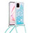 Silikon Hülle Handyhülle Gummi Schutzhülle Flexible Tasche Bling-Bling mit Schlüsselband Lanyard S03 für Samsung Galaxy Note 10 Lite Hellblau