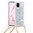 Silikon Hülle Handyhülle Gummi Schutzhülle Flexible Tasche Bling-Bling mit Schlüsselband Lanyard S03 für Samsung Galaxy Note 10 Lite Silber