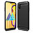 Silikon Hülle Handyhülle Gummi Schutzhülle Flexible Tasche Line für Samsung Galaxy M01 Schwarz