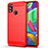 Silikon Hülle Handyhülle Gummi Schutzhülle Flexible Tasche Line S01 für Samsung Galaxy M21 Rot