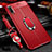 Silikon Hülle Handyhülle Gummi Schutzhülle Leder Tasche mit Magnetisch Fingerring Ständer für Huawei Y9s Rot