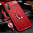 Silikon Hülle Handyhülle Gummi Schutzhülle Leder Tasche mit Magnetisch Fingerring Ständer für Realme X2 Rot