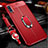 Silikon Hülle Handyhülle Gummi Schutzhülle Leder Tasche mit Magnetisch Fingerring Ständer für Samsung Galaxy A70 Rot