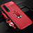 Silikon Hülle Handyhülle Gummi Schutzhülle Leder Tasche mit Magnetisch Fingerring Ständer S05 für Oppo Find X2 Pro Rot