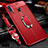 Silikon Hülle Handyhülle Gummi Schutzhülle Leder Tasche mit Magnetisch Fingerring Ständer T01 für Huawei Honor 20 Lite Rot