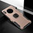Silikon Hülle Handyhülle Gummi Schutzhülle Leder Tasche mit Magnetisch Fingerring Ständer T01 für Huawei Mate 30 Pro 5G Rosegold