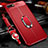 Silikon Hülle Handyhülle Gummi Schutzhülle Leder Tasche mit Magnetisch Fingerring Ständer T01 für Oppo R15X Rot