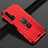 Silikon Hülle Handyhülle Gummi Schutzhülle Leder Tasche mit Magnetisch Fingerring Ständer T02 für Huawei Honor 20 Pro Rot