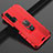 Silikon Hülle Handyhülle Gummi Schutzhülle Leder Tasche mit Magnetisch Fingerring Ständer T03 für Huawei Honor 20 Pro Rot