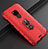 Silikon Hülle Handyhülle Gummi Schutzhülle Leder Tasche mit Magnetisch Fingerring Ständer T05 für Huawei Mate 20 Rot