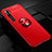Silikon Hülle Handyhülle Ultra Dünn Schutzhülle Flexible Tasche Silikon mit Magnetisch Fingerring Ständer D02 für Xiaomi Mi Note 10 Rot