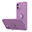 Silikon Hülle Handyhülle Ultra Dünn Schutzhülle Flexible Tasche Silikon mit Magnetisch Fingerring Ständer N01 für Apple iPhone 12 Violett