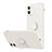 Silikon Hülle Handyhülle Ultra Dünn Schutzhülle Flexible Tasche Silikon mit Magnetisch Fingerring Ständer N01 für Apple iPhone 12 Weiß