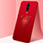 Silikon Hülle Handyhülle Ultra Dünn Schutzhülle Flexible Tasche Silikon mit Magnetisch Fingerring Ständer T01 für OnePlus 7T Pro Rot