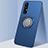Silikon Hülle Handyhülle Ultra Dünn Schutzhülle Flexible Tasche Silikon mit Magnetisch Fingerring Ständer T01 für Oppo Find X2 Neo Blau
