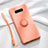 Silikon Hülle Handyhülle Ultra Dünn Schutzhülle Flexible Tasche Silikon mit Magnetisch Fingerring Ständer T02 für Samsung Galaxy S10e Orange