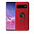 Silikon Hülle Handyhülle Ultra Dünn Schutzhülle Flexible Tasche Silikon mit Magnetisch Fingerring Ständer T07 für Samsung Galaxy S10 Plus Rot