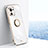 Silikon Hülle Handyhülle Ultra Dünn Schutzhülle Flexible Tasche Silikon mit Magnetisch Fingerring Ständer T07 für Xiaomi Mi 11 5G Weiß
