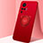 Silikon Hülle Handyhülle Ultra Dünn Schutzhülle Tasche Flexible mit Magnetisch Fingerring Ständer A01 für Vivo X50 Pro 5G Rot
