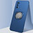 Silikon Hülle Handyhülle Ultra Dünn Schutzhülle Tasche Flexible mit Magnetisch Fingerring Ständer A02 für Realme X7 5G Blau