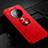 Silikon Hülle Handyhülle Ultra Dünn Schutzhülle Tasche Flexible mit Magnetisch Fingerring Ständer für Huawei Mate 40E 4G Rot