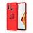 Silikon Hülle Handyhülle Ultra Dünn Schutzhülle Tasche Flexible mit Magnetisch Fingerring Ständer für OnePlus Nord N100 Rot