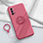 Silikon Hülle Handyhülle Ultra Dünn Schutzhülle Tasche Flexible mit Magnetisch Fingerring Ständer für Oppo Reno4 Pro 5G Rot