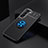 Silikon Hülle Handyhülle Ultra Dünn Schutzhülle Tasche Flexible mit Magnetisch Fingerring Ständer für Samsung Galaxy S21 5G Blau und Schwarz