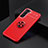 Silikon Hülle Handyhülle Ultra Dünn Schutzhülle Tasche Flexible mit Magnetisch Fingerring Ständer für Samsung Galaxy S21 5G Rot