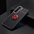 Silikon Hülle Handyhülle Ultra Dünn Schutzhülle Tasche Flexible mit Magnetisch Fingerring Ständer für Samsung Galaxy S21 5G Rot und Schwarz