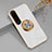 Silikon Hülle Handyhülle Ultra Dünn Schutzhülle Tasche Flexible mit Magnetisch Fingerring Ständer für Sony Xperia 5 IV Weiß