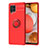 Silikon Hülle Handyhülle Ultra Dünn Schutzhülle Tasche Flexible mit Magnetisch Fingerring Ständer JM1 für Samsung Galaxy A42 5G Rot
