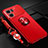 Silikon Hülle Handyhülle Ultra Dünn Schutzhülle Tasche Flexible mit Magnetisch Fingerring Ständer JM3 für Oppo K10 5G Rot