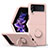 Silikon Hülle Handyhülle Ultra Dünn Schutzhülle Tasche Flexible mit Magnetisch Fingerring Ständer QW1 für Samsung Galaxy Z Flip4 5G Rosa