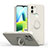 Silikon Hülle Handyhülle Ultra Dünn Schutzhülle Tasche Flexible mit Magnetisch Fingerring Ständer QW1 für Xiaomi Redmi A2 Plus Weiß