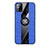 Silikon Hülle Handyhülle Ultra Dünn Schutzhülle Tasche Flexible mit Magnetisch Fingerring Ständer X02L für Samsung Galaxy M21s Blau