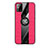 Silikon Hülle Handyhülle Ultra Dünn Schutzhülle Tasche Flexible mit Magnetisch Fingerring Ständer X02L für Samsung Galaxy M21s Rot