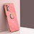 Silikon Hülle Handyhülle Ultra Dünn Schutzhülle Tasche Flexible mit Magnetisch Fingerring Ständer XL1 für Samsung Galaxy M32 5G Pink