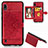 Silikon Hülle Handyhülle Ultra Dünn Schutzhülle Tasche Flexible mit Magnetisch S01D für Samsung Galaxy A10 Rot
