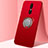 Silikon Hülle Handyhülle Ultra Dünn Schutzhülle Tasche Silikon mit Magnetisch Fingerring Ständer A01 für Oppo A9 Rot