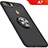 Silikon Hülle Handyhülle Ultra Dünn Schutzhülle Tasche Silikon mit Magnetisch Fingerring Ständer für Oppo A7 Schwarz