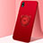 Silikon Hülle Handyhülle Ultra Dünn Schutzhülle Tasche Silikon mit Magnetisch Fingerring Ständer für Xiaomi Redmi 7A Rot