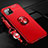 Silikon Hülle Handyhülle Ultra Dünn Schutzhülle Tasche Silikon mit Magnetisch Fingerring Ständer T01 für Apple iPhone 11 Pro Rot