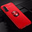 Silikon Hülle Handyhülle Ultra Dünn Schutzhülle Tasche Silikon mit Magnetisch Fingerring Ständer T01 für Huawei Honor 20S Rot