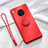 Silikon Hülle Handyhülle Ultra Dünn Schutzhülle Tasche Silikon mit Magnetisch Fingerring Ständer T01 für Huawei Mate 30 Rot