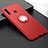Silikon Hülle Handyhülle Ultra Dünn Schutzhülle Tasche Silikon mit Magnetisch Fingerring Ständer T04 für Huawei P30 Lite New Edition Rot
