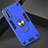 Silikon Hülle Handyhülle und Kunststoff Schutzhülle Hartschalen Tasche mit Magnetisch Fingerring Ständer für Huawei Enjoy 10S Blau