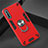 Silikon Hülle Handyhülle und Kunststoff Schutzhülle Hartschalen Tasche mit Magnetisch Fingerring Ständer für Huawei Enjoy 10S Rot